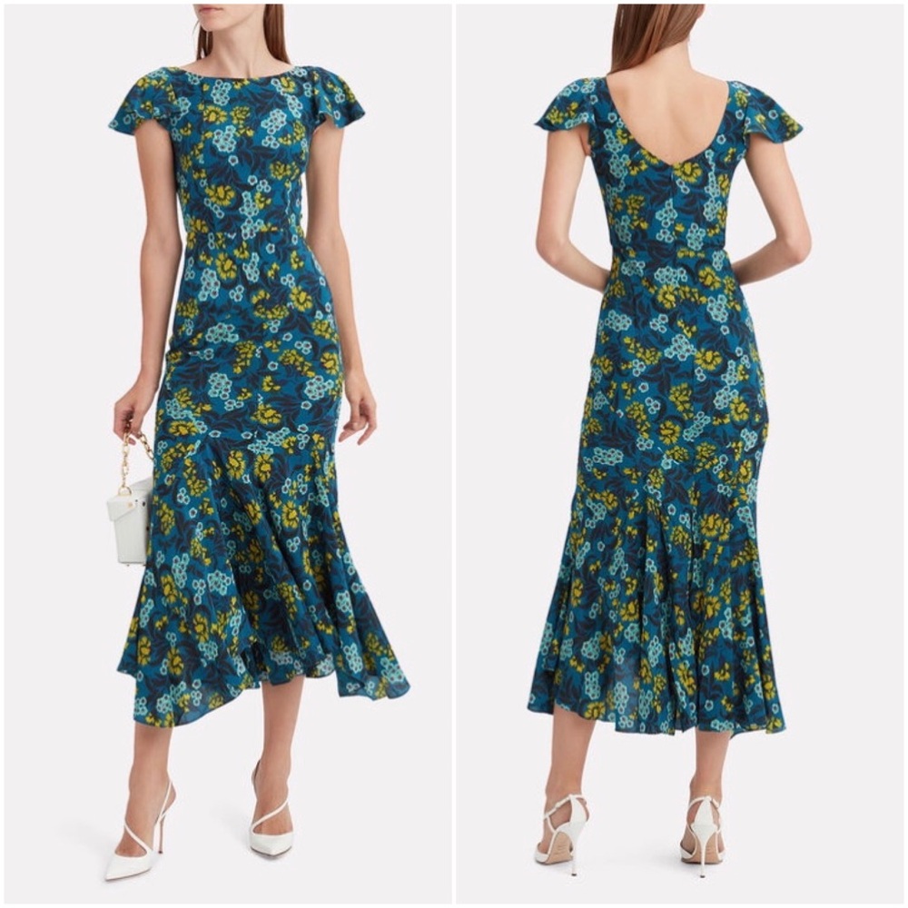 Saloni Daphne Floral Silk Maxi Dress Size 4